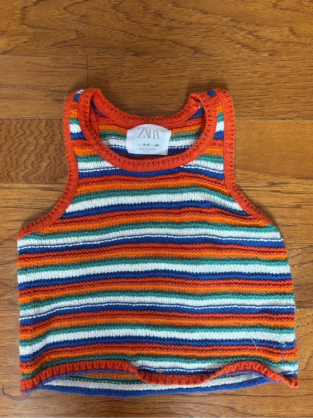Zara Orange Multicolor Striped Knit Tank